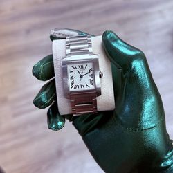 2023 Cartier Tank Francaise Large WSTA0067 Silver Roman Dial Steel Box Papers 36mm