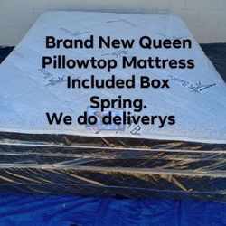 Brand New Queen Pillowtop Mattress Included Box Spring 