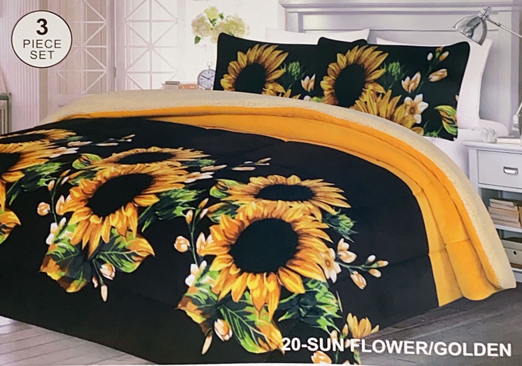 King size sunflower design blanket brand new with two matching pillowcases
