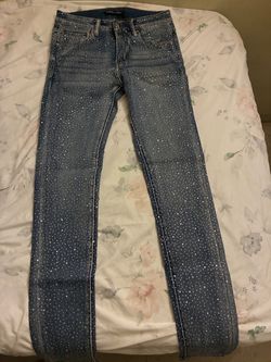Embellish Crystal Rhinestone Denim Jeans