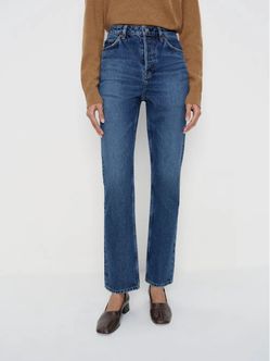 Reformation Straight-Leg Jeans in Medium Blue Wash, 24