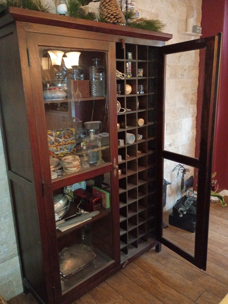 Vintage Large Wine Cabinet Dark Wood