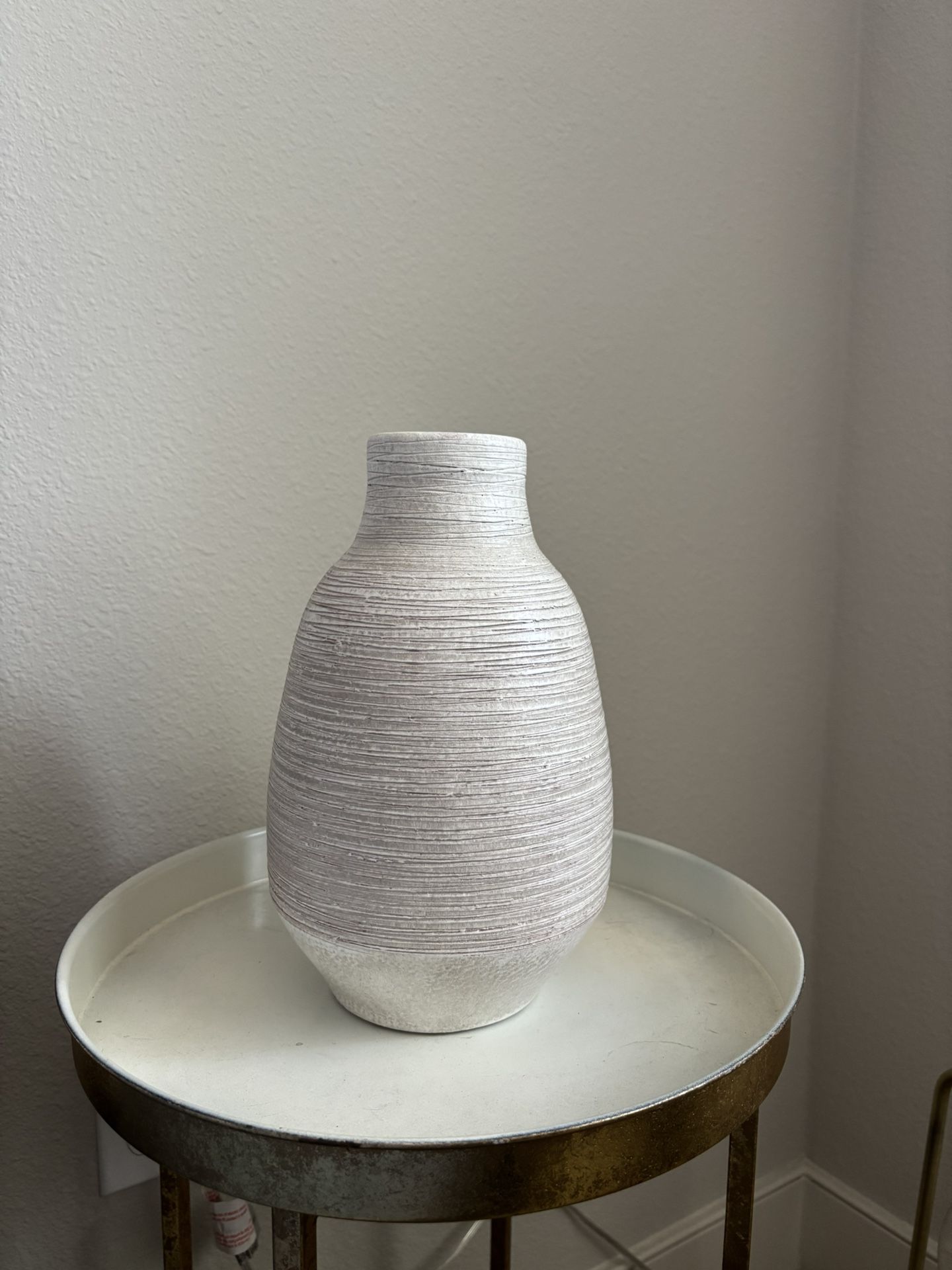 White Clay Vase Made In Portugal