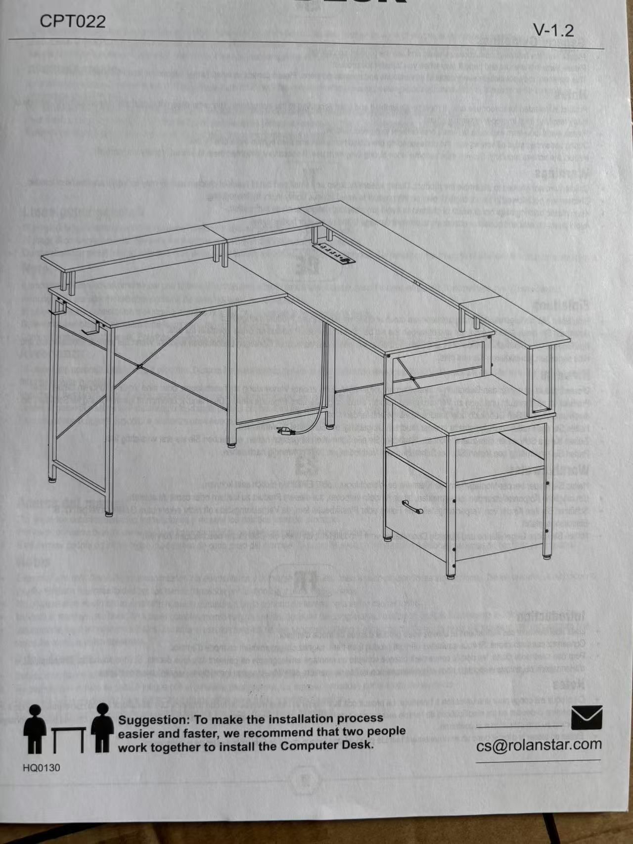 N- L Shaped Desk with File Drawer, Reversible L Shaped Computer Desk with Power Outlet & LED Lights, Home Office Desk Corner Desk with Monitor Shelf a