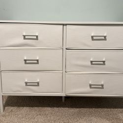 White Dresser - Chest With Fabric Drawers