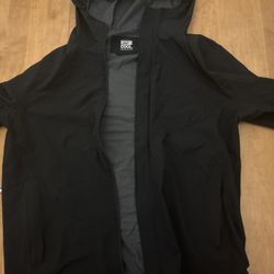 32 Degrees Cool Jacket Womens M Black Full Zip Hooded Packable Windbreaker Rain