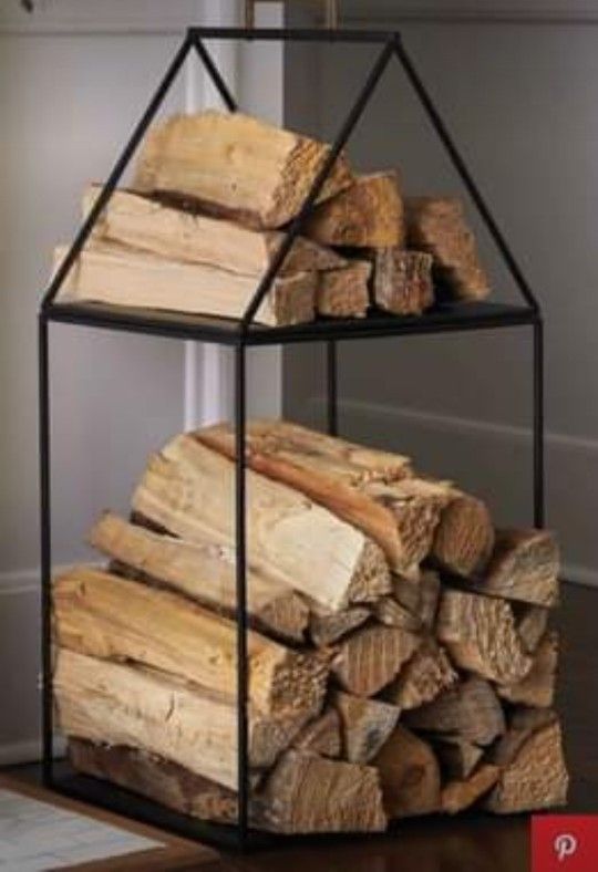 NEW Huge house wood log holder Joanna Gaines Hearth Hand magnolia home decor modern farmhouse boho