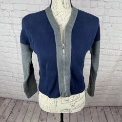 Vintage Aeropostale Crop Sweater with Full Zip Blue Gray Y2K Era Vintage Medium