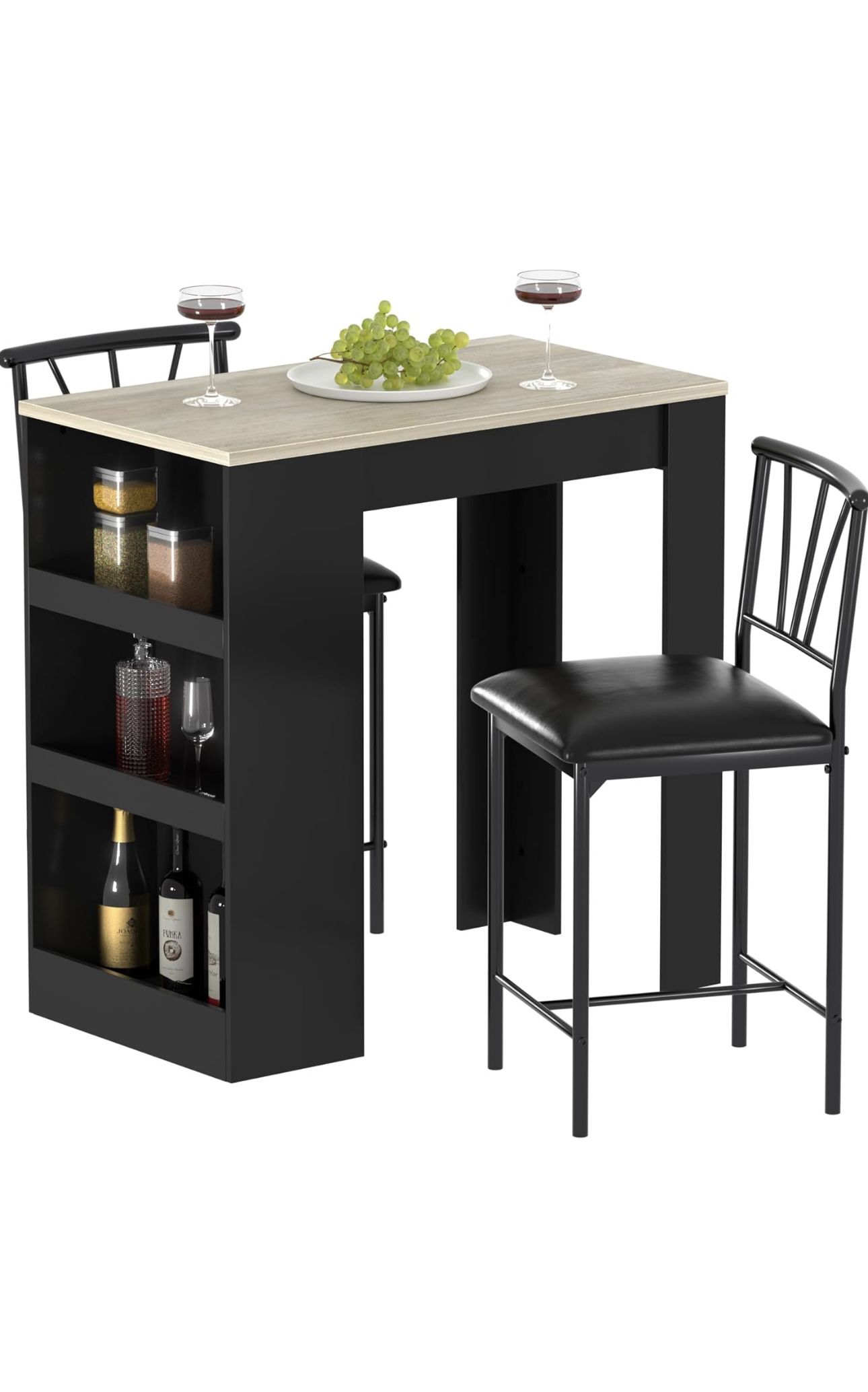 Small Bar Table and Chairs Tall Kitchen Breakfast Nook with Stools/Dining Set for 2