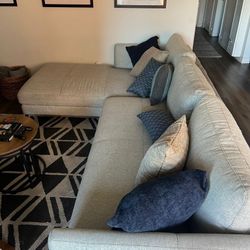 Modern L-Shaped Sectional Sofa - Light Grey / Sand