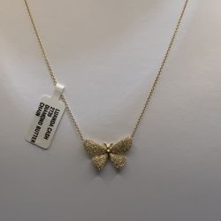 0.60ct Diamond Butterfly Chain 14k Gold 3.9g