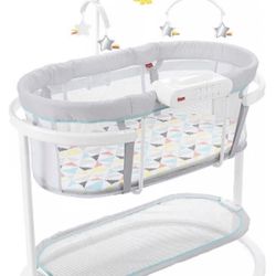 Baby Bedside Sleeper Soothing Motions Bassinet With Lights Music Vib