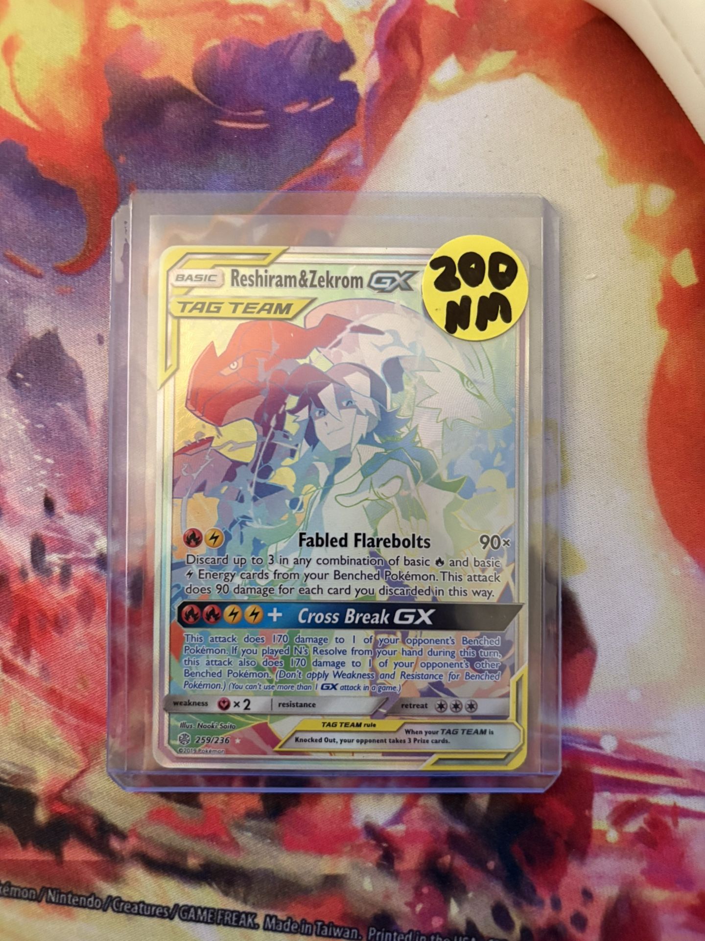 Reshiram & Zekrom Gx Rainbow Rare 259/236