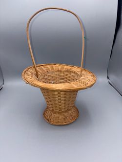 vintage woven wicker pedestal basket