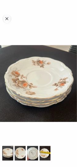 Vintage 4 pcs of Antique Norway Rose Saucers Norway Crafted In Bavaria / Germany Hand Wash Condition: Used (each item is inspected for quality and