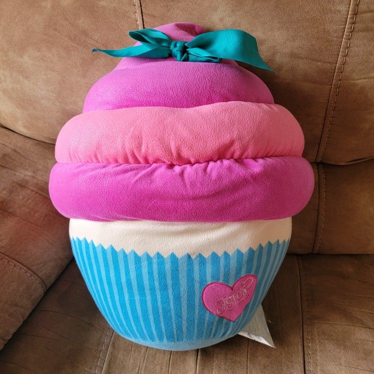 Nickelodeon JoJo Siwa Large Cupcake Stuffed Animal Plush 16" Pink Purple Bow
