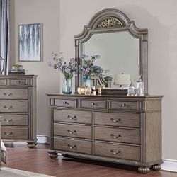 GRAY FINISH DRESSER-- CAJONERA TOCADOR NO INCLUYE ESPEJO