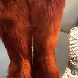 Burgundy Rose Faux Fur Knee-Boots Sizes 10,10.5,11 Message True Size & Order