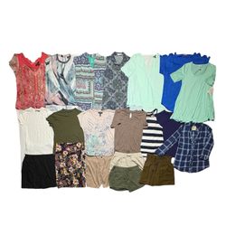 Bundle of 22 women’s summer XS blouses, shirts, shorts, skirts