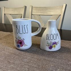 Rae Dunn Bliss Flower Mug and Bloom Vase