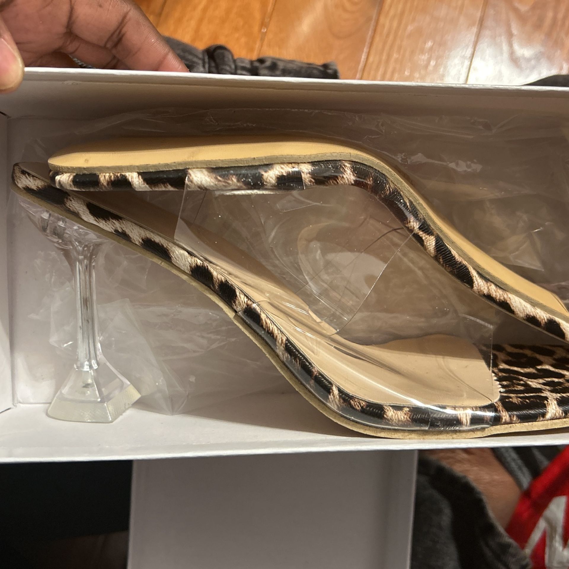 Woman’s Size 41, Clear And Cheetah Heels