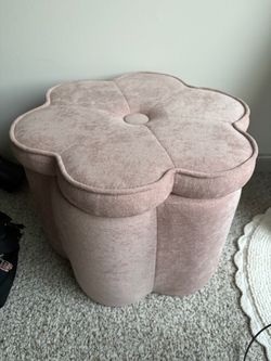 Pink Flower-Shaped Upholstered Ottoman