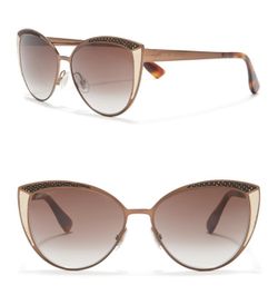 Jimmy Choo JC Domi PTC Brown Metal Cat-Eye Sunglasses Brown Gradient Lens