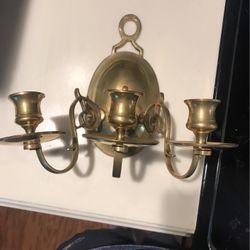 Antique Brass Wall Candelabra Candle Holder 