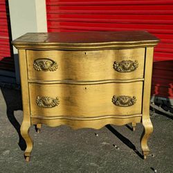 Antique Serpentine Wood Dresser / Vanity