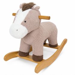 Pottery Barn Kids Plush Rocking Horse Wood Base Toddler Ride-On Toy Neutral