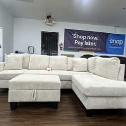 Beige Sectional Sofa & 