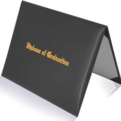 Graduate Diploma Holder Gold Foil Letter Size PU Black