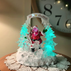 Holiday Acrylic Ice Sculpture Merry Christmas Santa 11"  Lighted Rare Beautiful!