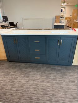 72” Bathroom vanity in charcoal blue