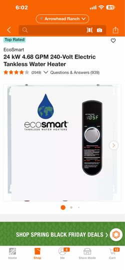 EcoSmart 24 kW 4.68 GPM 240-Volt Electric Tankless Water Heater