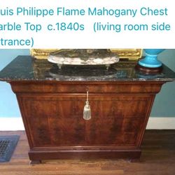 Louis Philippe Flame Mahogany Chest Marble Top  c.1840s   
