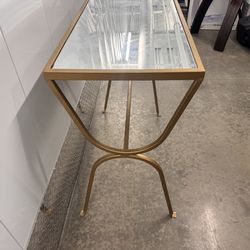 Gold Metal & Glass Console Table – Modern Entryway/Sofa Table