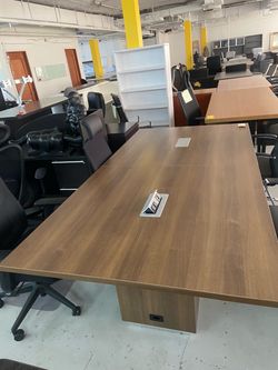 Modern conference table 4x8’ walnut with power