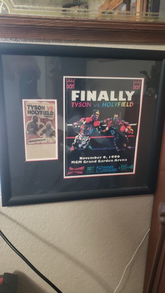 Tyson Vs Holyfield Framed Ticket Stub And Program.  $75. Pickup In Oakdale 