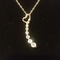 Sterling Silver Journey Cubic Zirconia Pendant Necklace F9 