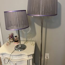 Lavender Crystal Lamps Set of 2