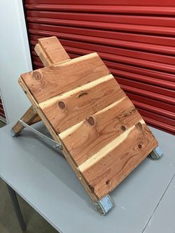 Custom Redwood Folding Chair floor beach park picnic lawn