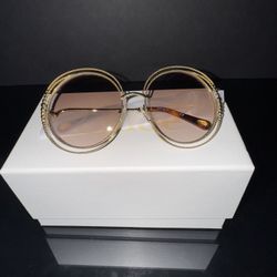 Chloe Gold Gradient Round Sunglasses Women CE114SC 722 58