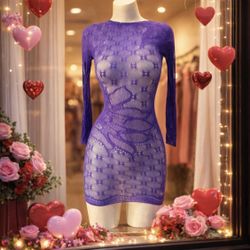 Sexy long sleeve fishnet lace mesh bodycon chemise coverup