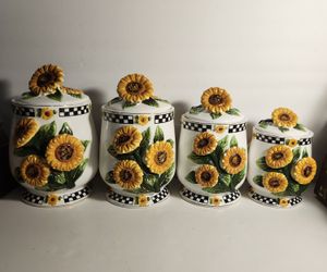 4 Pc. Sunflower Canister Set