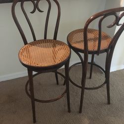 Authentic Thonet Cain Seat Bar Stools