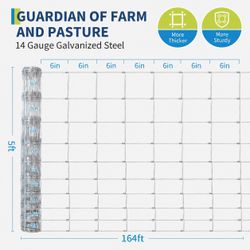14 Gauge Galvanized Steel Farm Fence Roll 5ft x 164ft