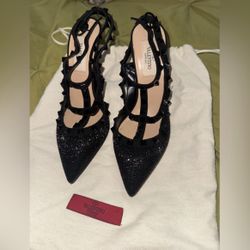 Valentino Women's Black Studded Heels - BLACK (Limited Edition) Size 36/6
