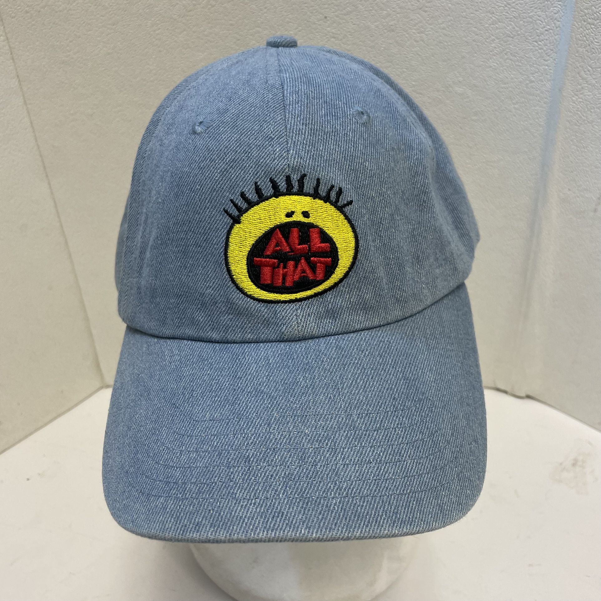 Vintage ALL THAT TV SHOW STRAPBack Hat Cap NICKELODEON TELEVISION 90S BLUE DENIM