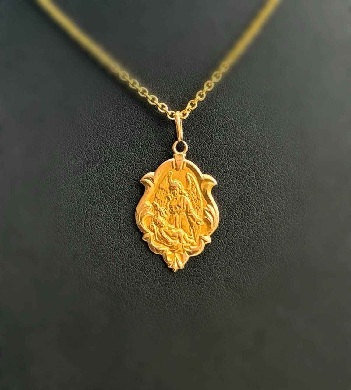 Jewelry 18k hollow yellow gold guardians angel Pendant charm